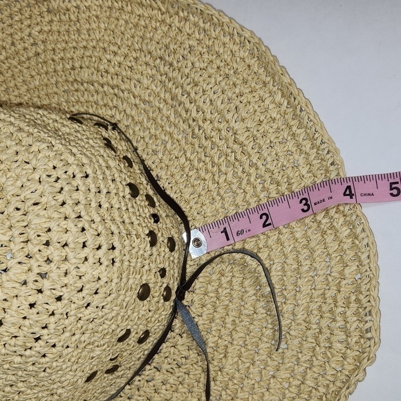 Chico's Crochet Open Weave Adjustable Wide Brim Boho Beach Hippie Summer Hat - Picture 10 of 12